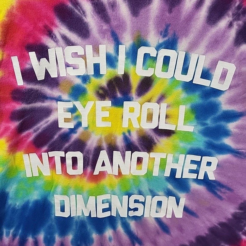 Y2K Tie-Dye T-Shirt Eye Roll Rainbow Spiral Womens M Crew Neck 100% Cotton - Picture 2 of 9